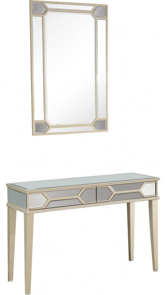 Antiqued Silver Mirror and Console Table