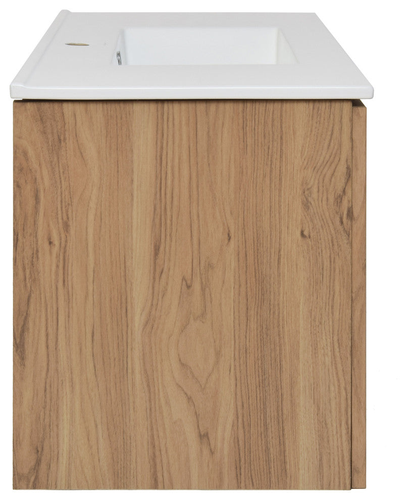 Classe 36" Wall-Mounted Bathroom Vanity, Oak