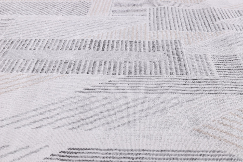 Low-Pile Auden Gray/Beige Rug, Gray, 7'9"x10'