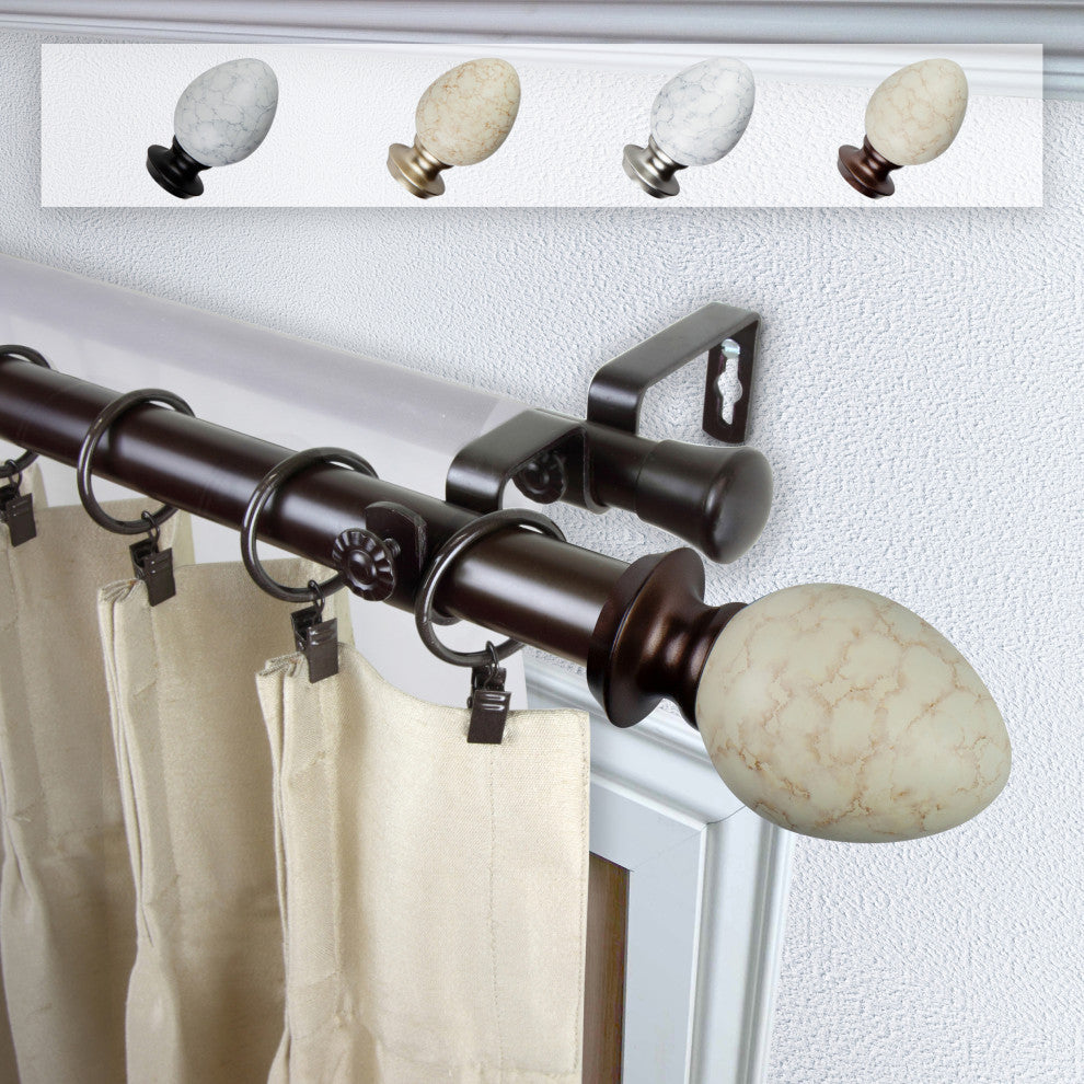 Afra 1" Double Curtain Rod, Bronze, 66-120"