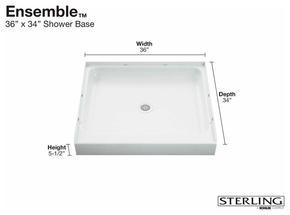 Sterling Ensemble Vikrell Shower Receptor, White