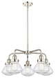 Olean-5 Light 25" Stem Chandelier-Polished Nickel, Clear Glass Shade