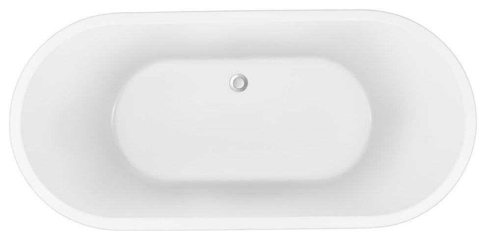 59" Acrylic Roll-Top Flatbottom Non-Whirlpool Bathtub, White