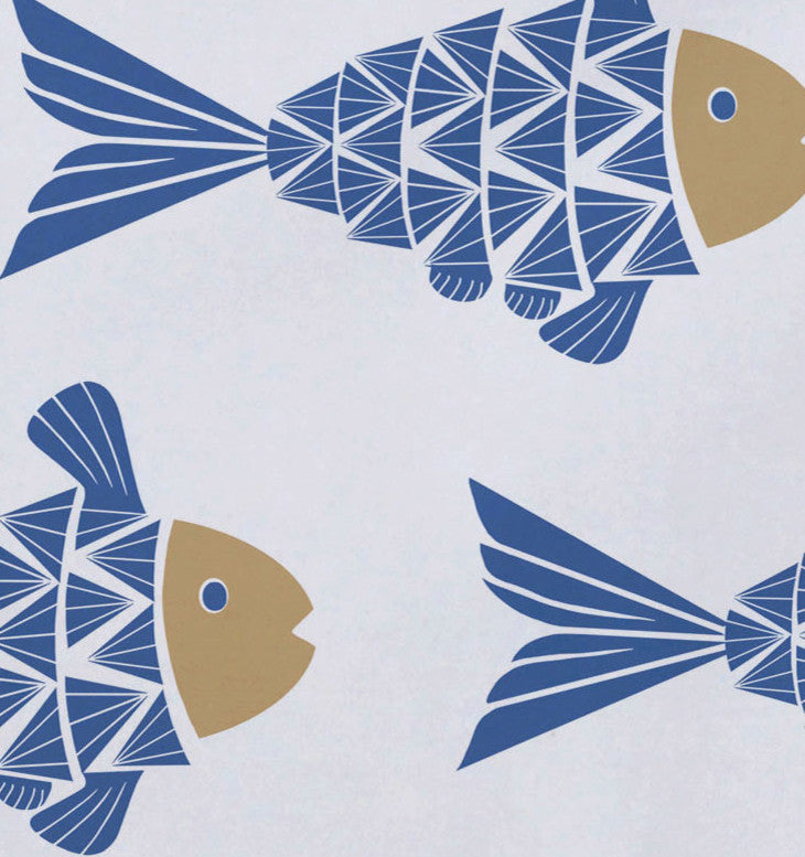 18"x14" Fish Tales, Animal Print Placemat, Blue, Set of 4