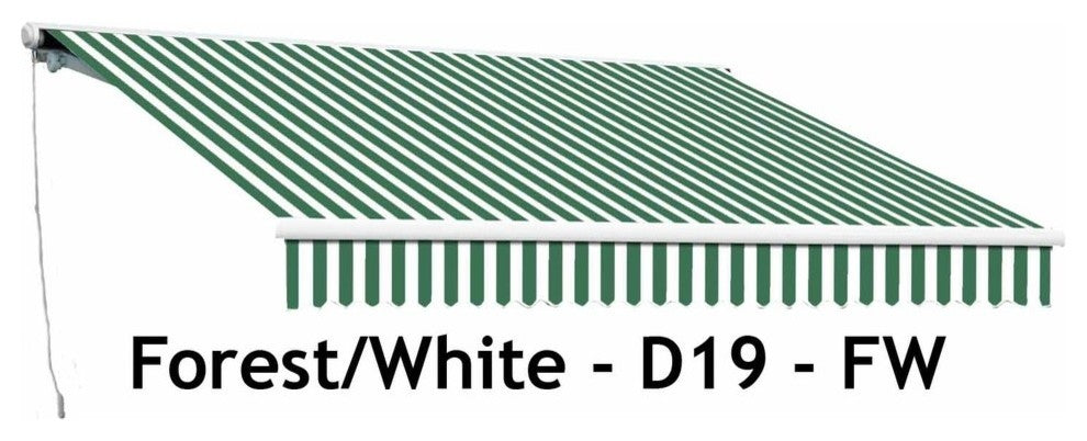 Awntech 8x6.5' California Manual Acrylic Retractable Awning, Forest/White Stripe