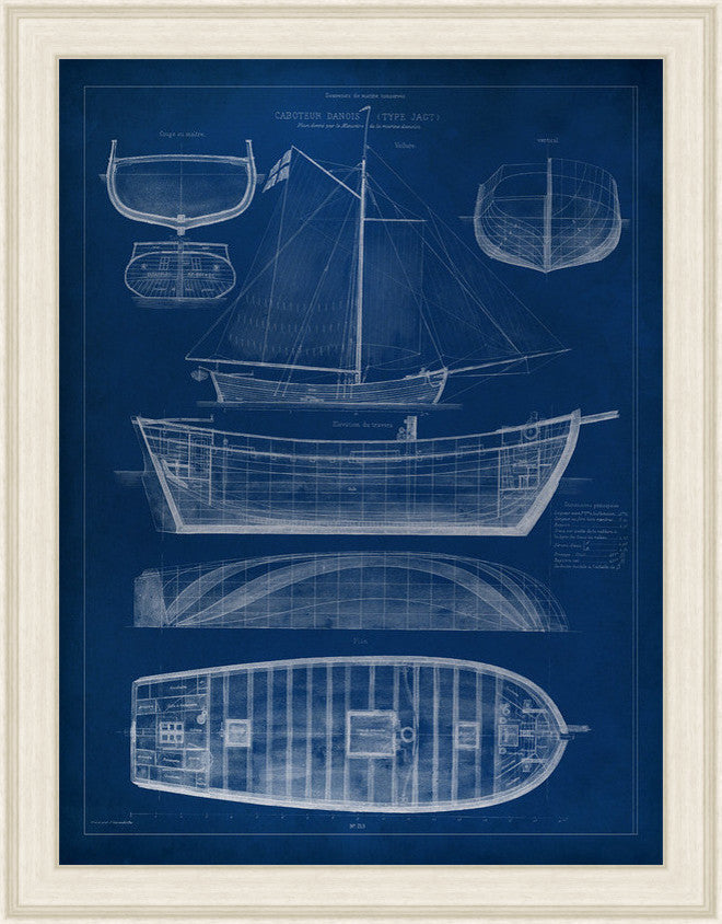 "Ship Blueprint II" Wall Art, 27"x21"