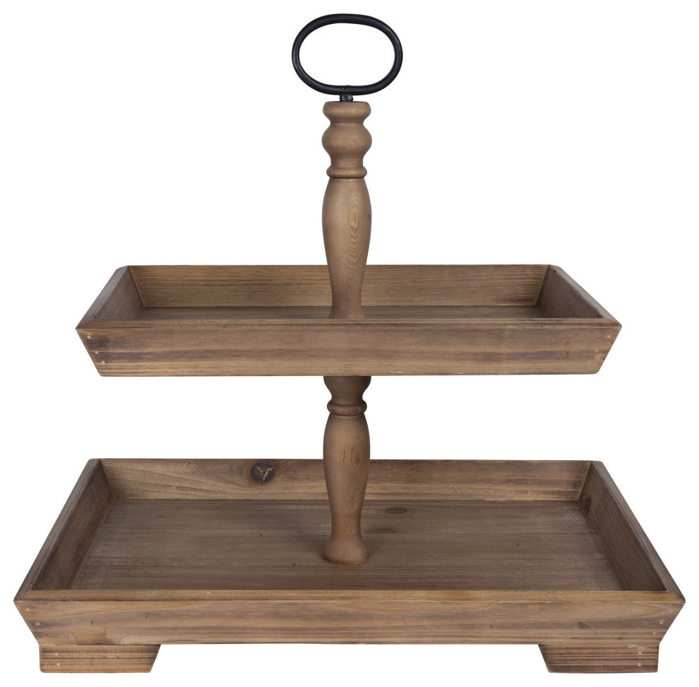 Two Tiered Wooden Serving Stand