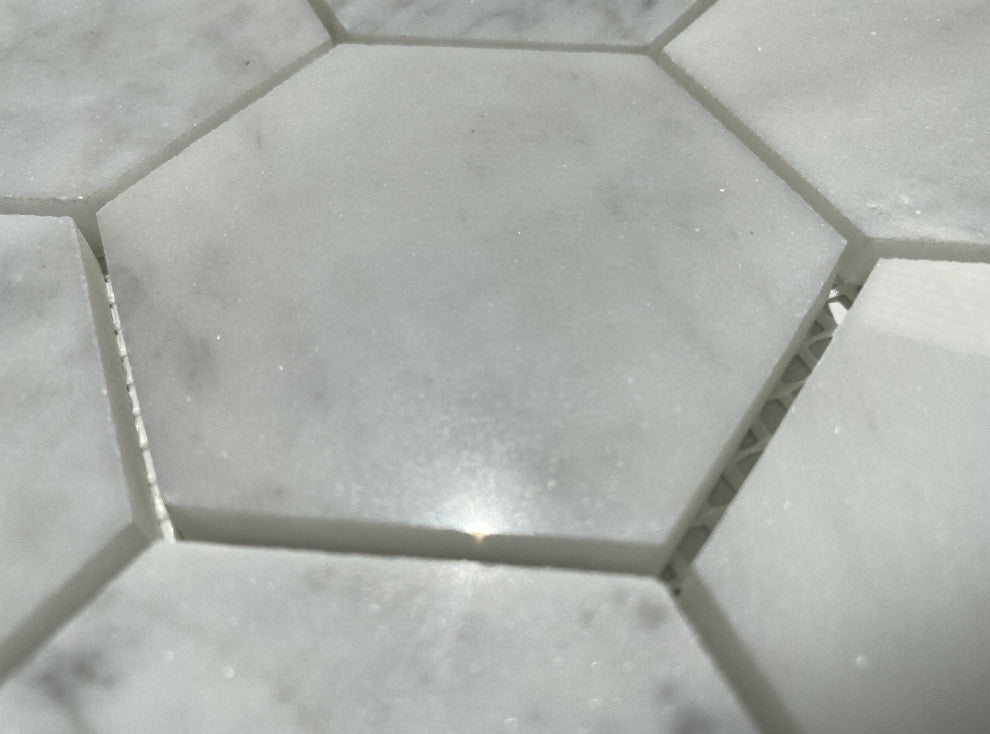 Carrara White Venato Marble 3" Hexagon Mosaic Wall Floor Tile Polished, 1 sheet