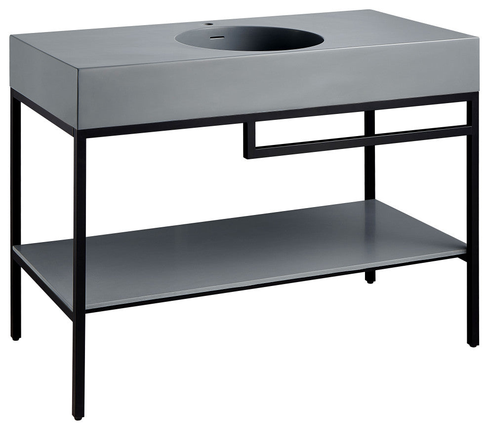 ANZZI Siena 48" Console Sink, Matte Black With Matte Grey Counter Top