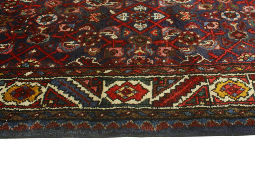 Fine Vintage Distressed Santos Blue/Ivory Runner, 3'4x10'0