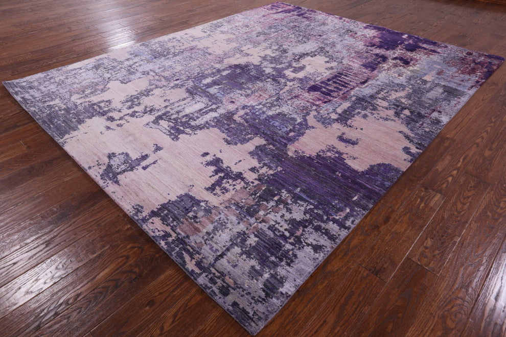 8' 1" X 10' 0" Wool and Silk Modern Handmade Rug Q7213