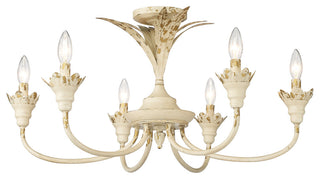 Golden Lighting 0846-6SF Lillianne 6 Light 29"W Semi-Flush - Antique Ivory