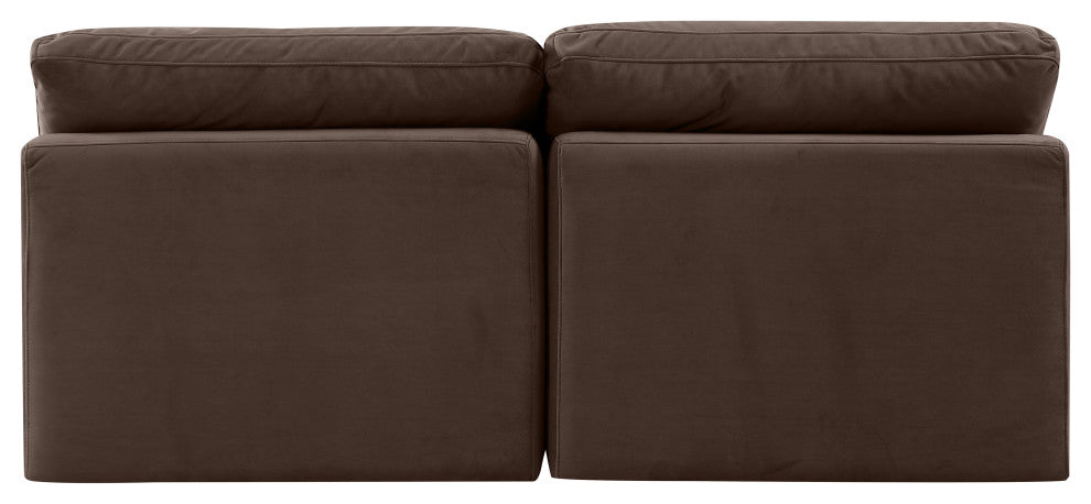 Indulge Upholstered Modular Sofa, Brown, 2-Piece: 2 Armless Chair, Down Stuffed Velvet