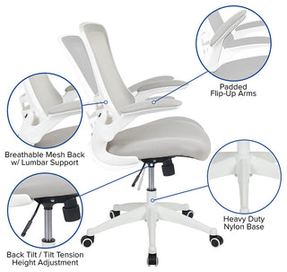 Mid-Back Mesh Swivel Ergonomic Task Office Chair, Light Gray/White