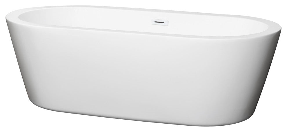 71" Freestanding Bathtub, White, Shiny White Drain and Overflow Trim