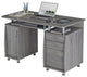 Modern Desk, Floating Top With Keyboard Tray & Plenty Storage Space, Gray