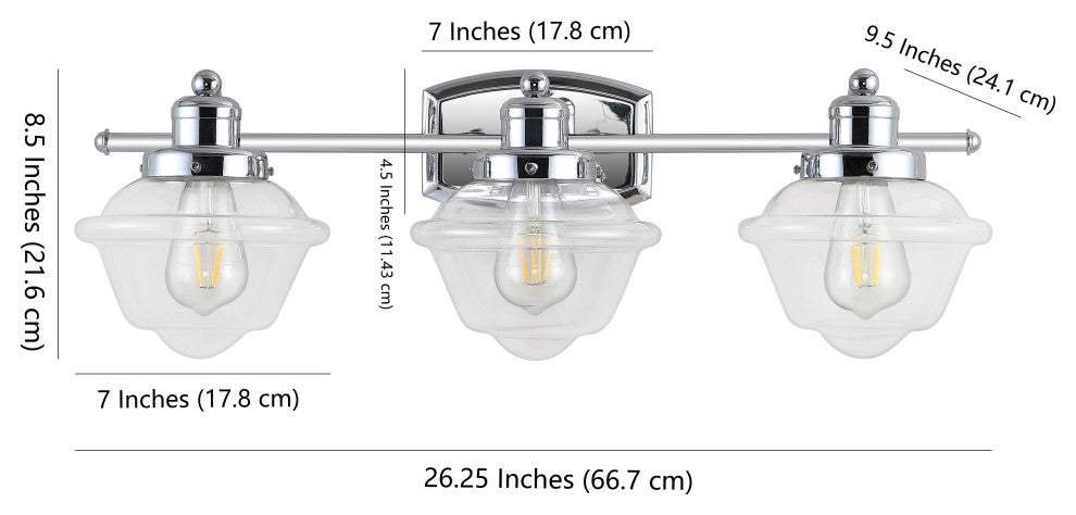 Orleans Iron LED Vanity Light, Chrome, 3 Bulb
