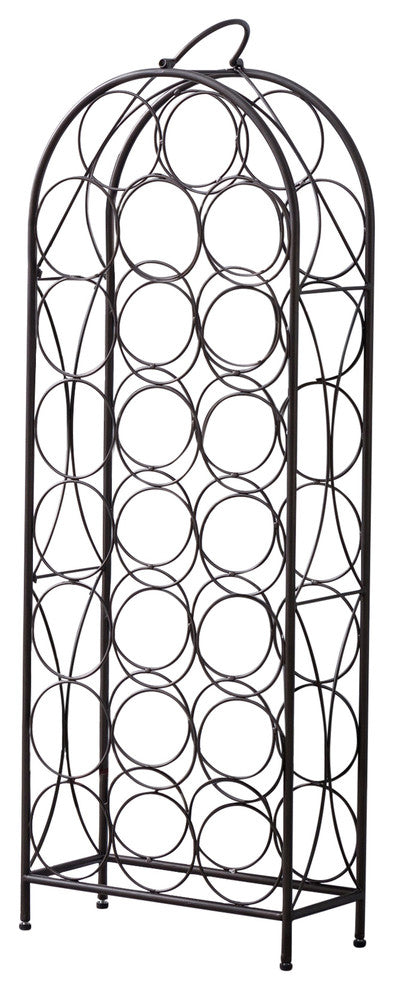 Blythe Floor Wine Rack Stand, Pewter Metal, Transitional, 23 Bottle Holders