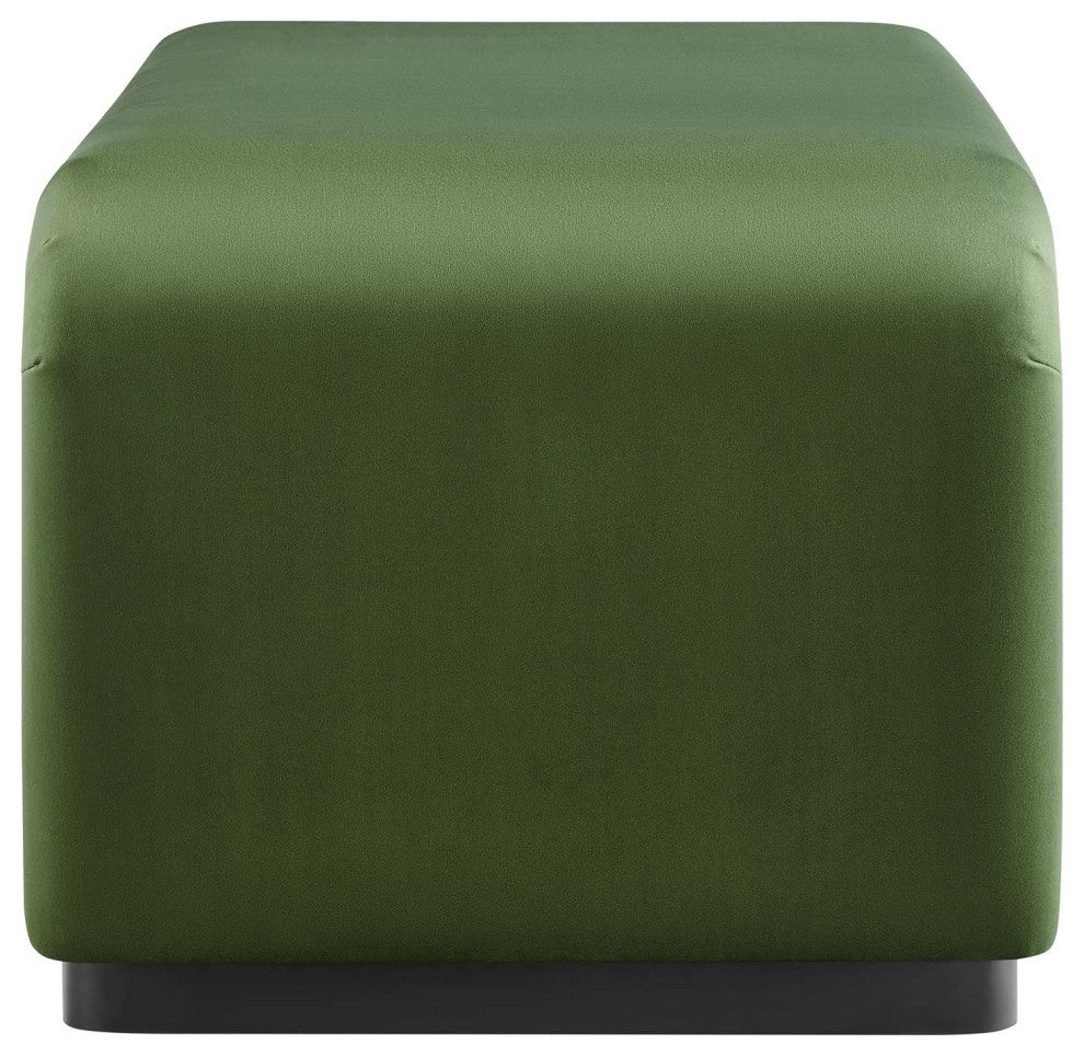 Koda Performance Velvet Waterfall Ottoman - Black Moss Green