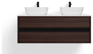 The Hammel Bathroom Vanity, Walnut, 55", Single Sink, Wall Mount