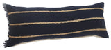 Atlantis Americana Solid Lumbar Pillow with Jute Braiding, Navy/Tan