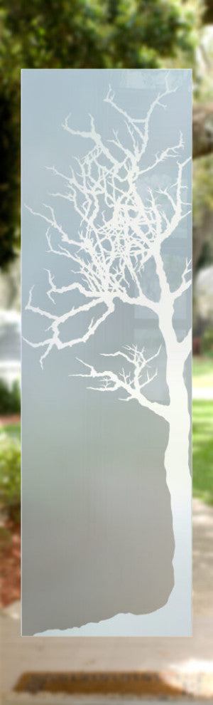 Front Door - Winter Tree - Fiberglass Grain - 36" x 80" - Knob on Right -...