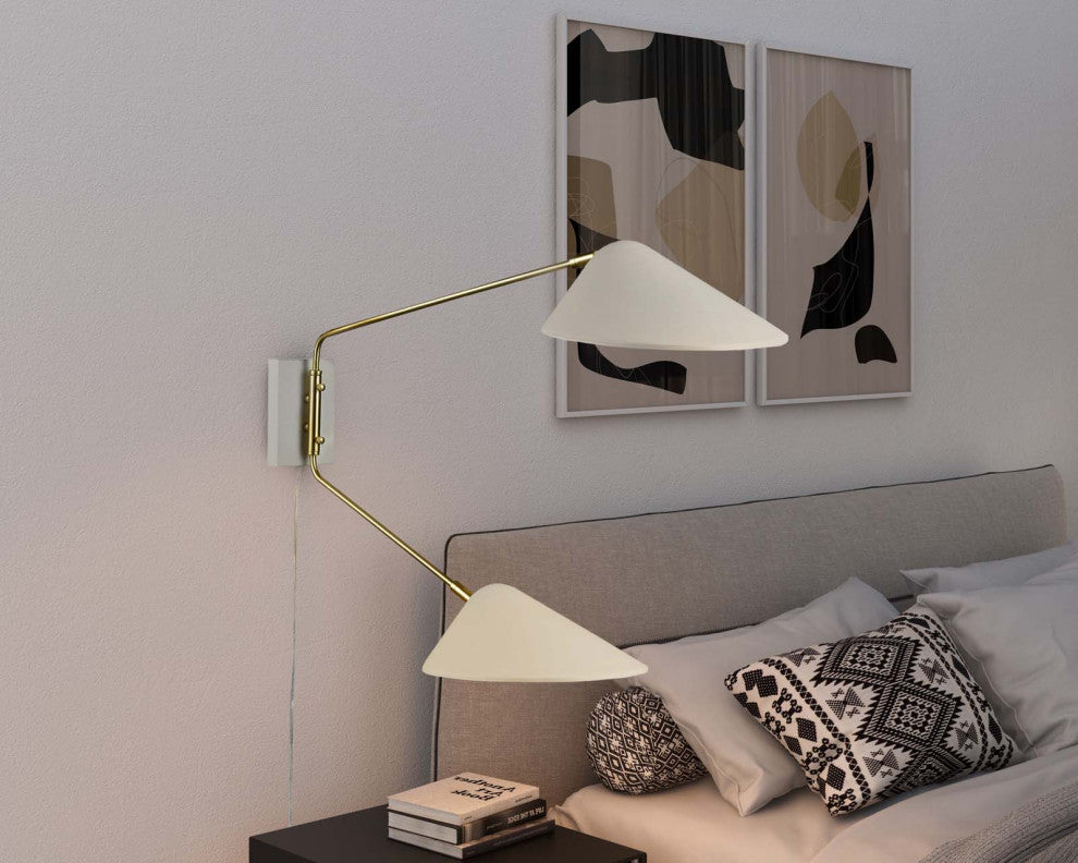 Sconce Wall Lamp Light Fixture, White, Metal, Modern Cafe Bistro Hospitality