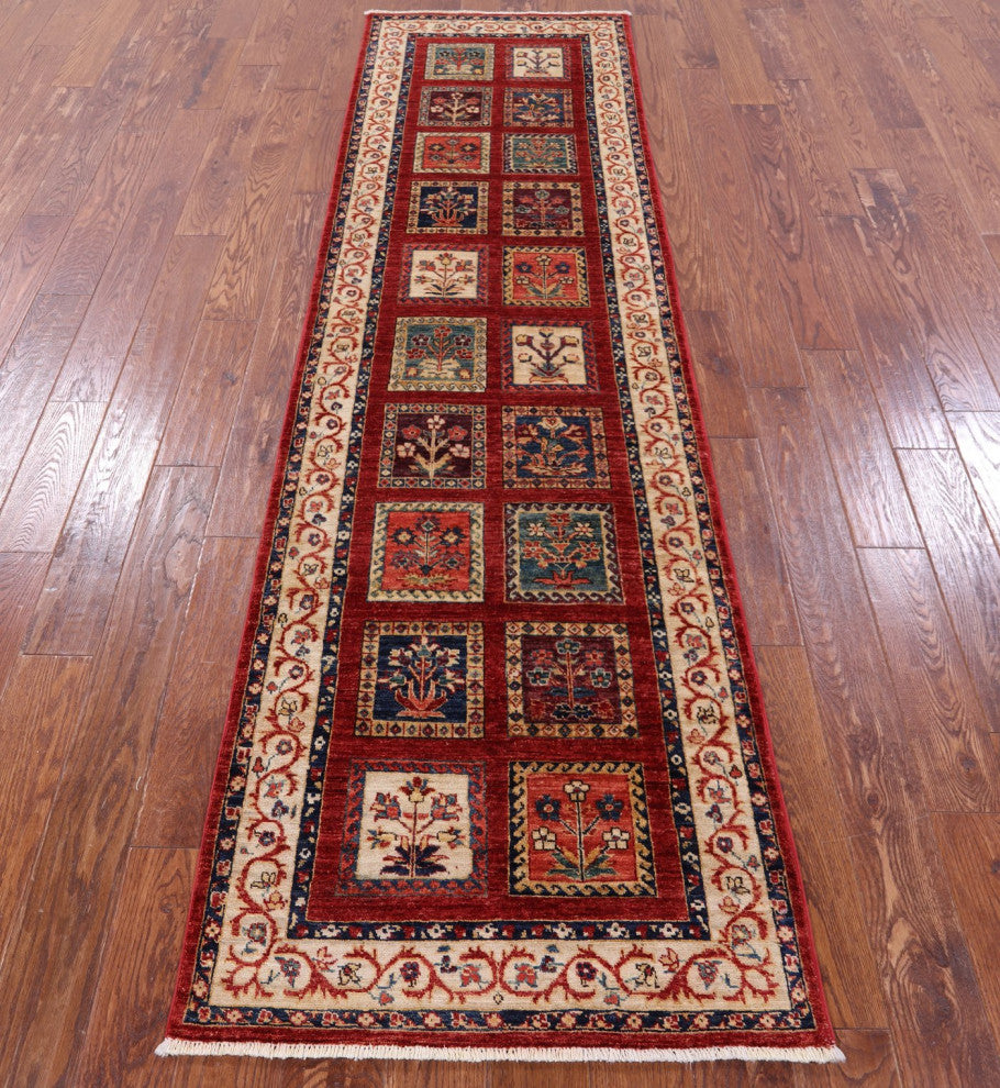 2' 8" X 9' 7" Runner Persian Garden Design Handmade Wool Rug Q11119