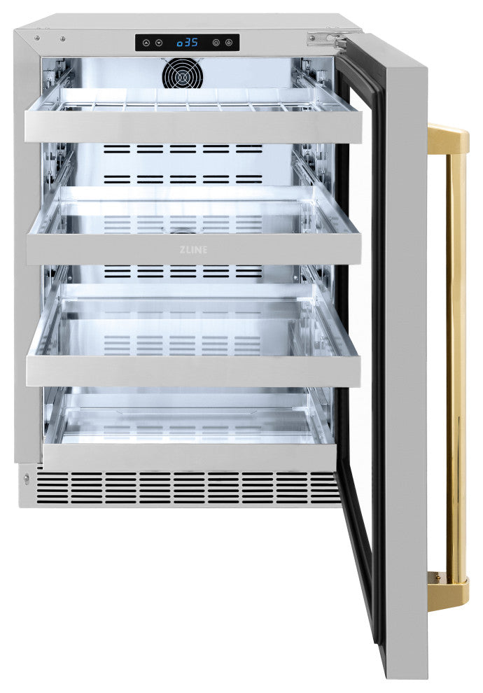 ZLINE 24" Touchstone Beverage Fridge With Stainless RBSOZ-GS-24-G