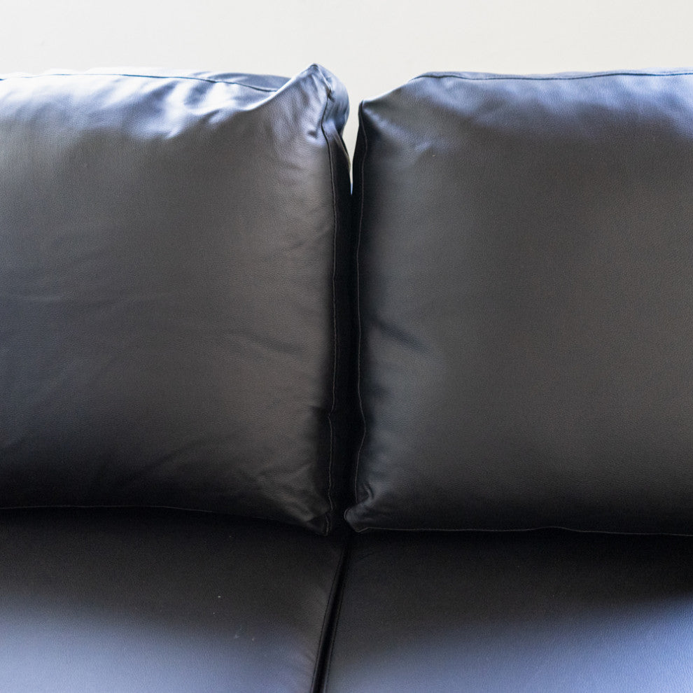 Modern Faux Leather Sectional Sofa, Small Space Configurable Couch, Black