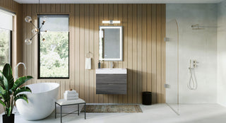 Boutique Bath Vanity, Vulcan Ash Gray, 30", Single Sink, Wall Mount