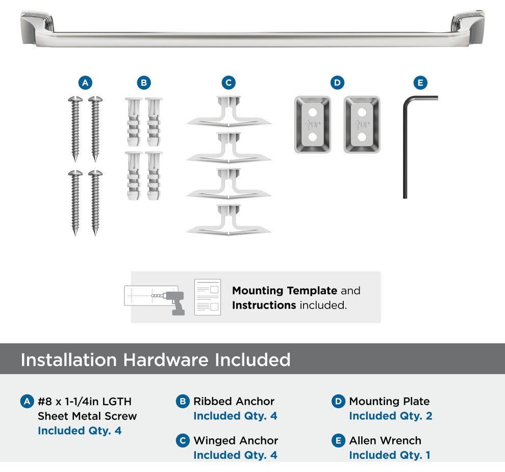 Amerock Revitalize Traditional Towel Bar, Chrome, 24" Center-to-Center