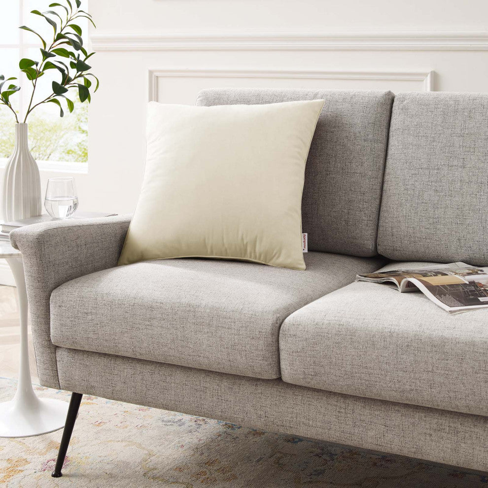 Enhance 20" Performance Velvet Throw Pillow EEI-4699-IVO