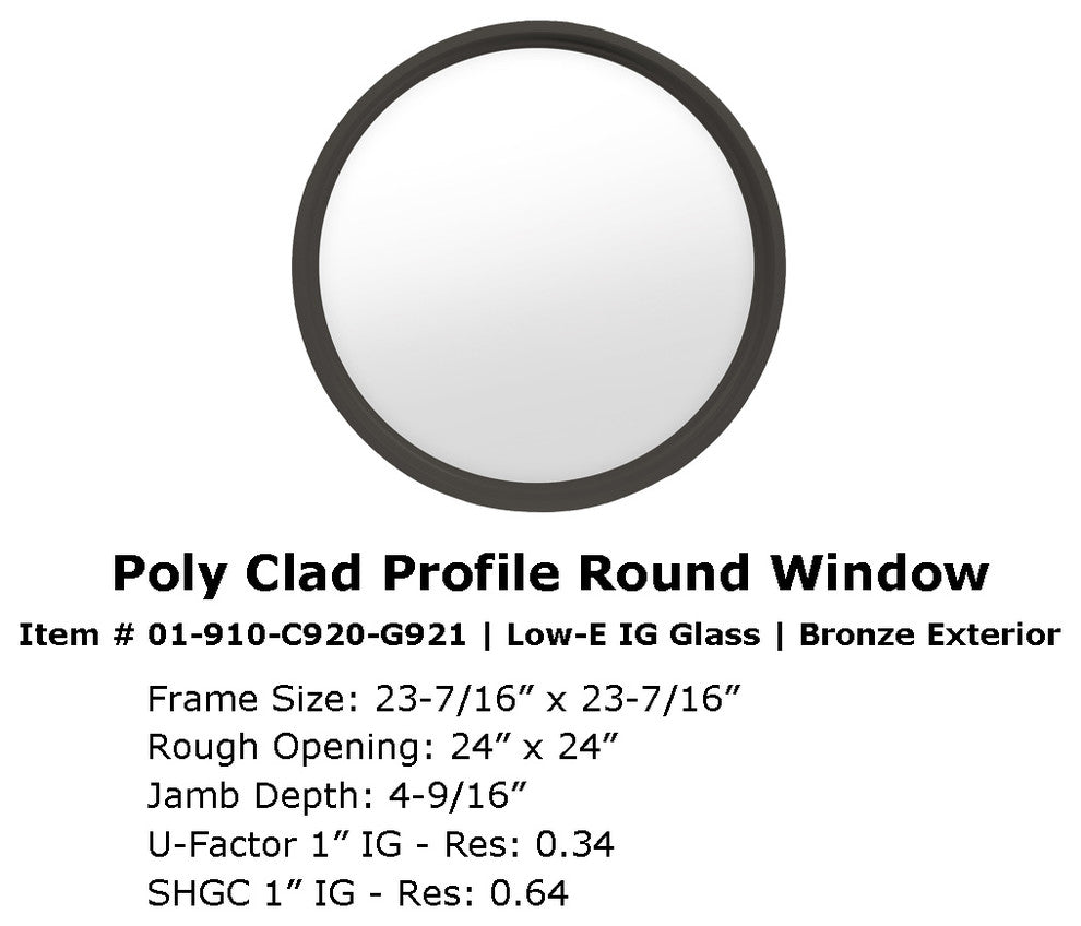 Rambler 4 Season Poly Round Window, Clear Insulated Glass, Bronze, Low-E Insulat