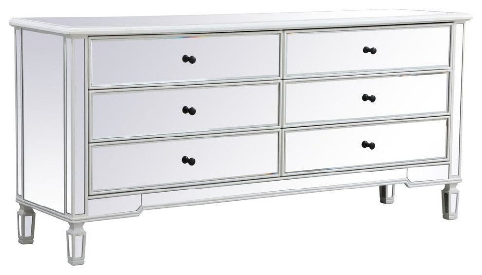 Calum 72" Mirrored Chest, Antique White