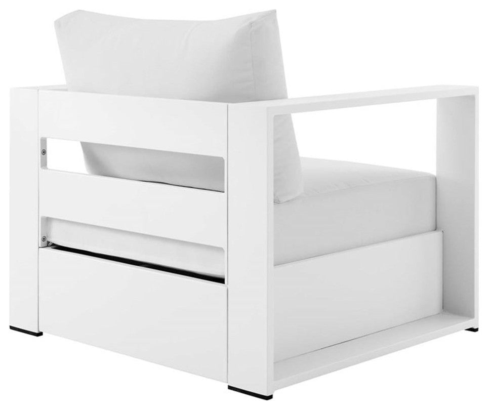 Tahoe Outdoor Patio Powder-Coated Aluminum Armchair, White White
