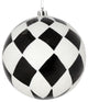 Vickerman N180817 8" Black Ball With White Diamond Glitter Christmas Ornament