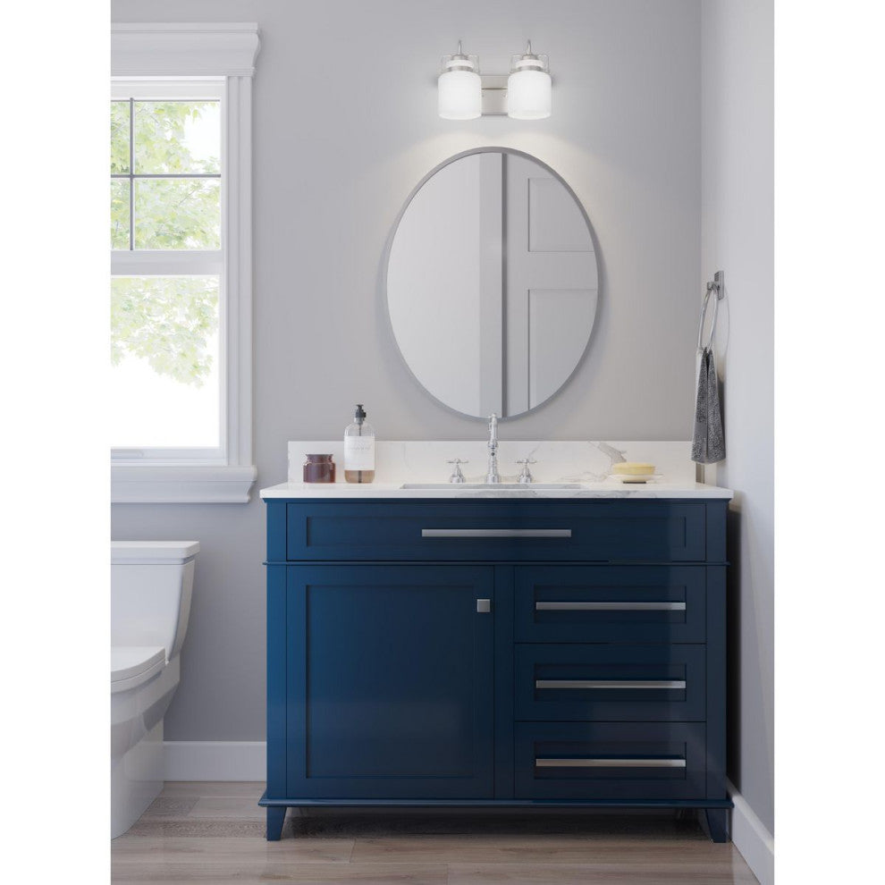 Fessler Collection Two-Light Brushed Nickel Opal Glass Farmhouse Bath Light