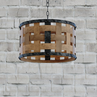 Norwood 15.75" 1 Light Pendant Vintage Steel and Distressed Wood