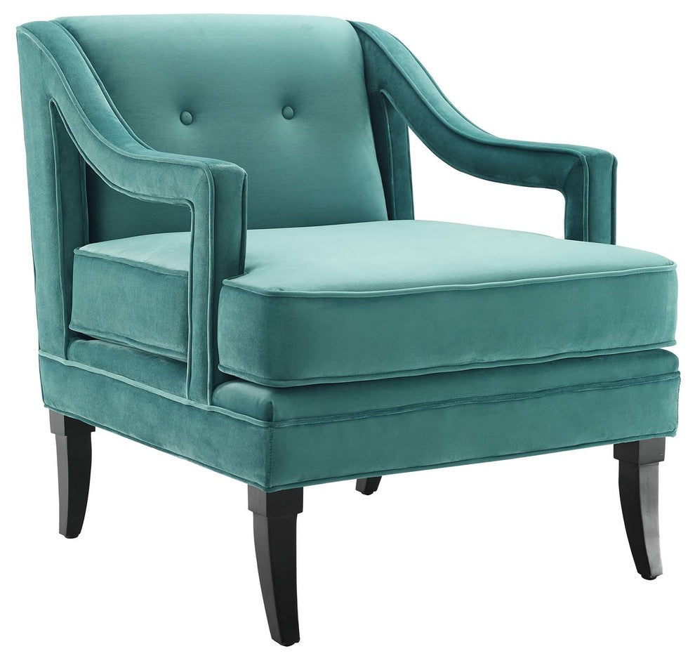 Concur Button Tufted Upholstered Velvet Armchair