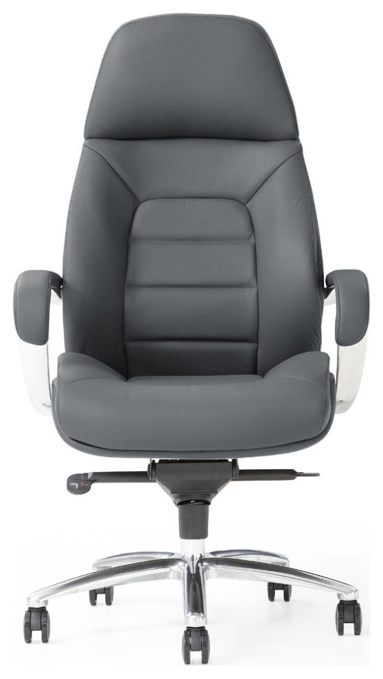 Gates Fully Reclining Adjustable Executive Chair Soft Top Grain Leather, Dark Grey