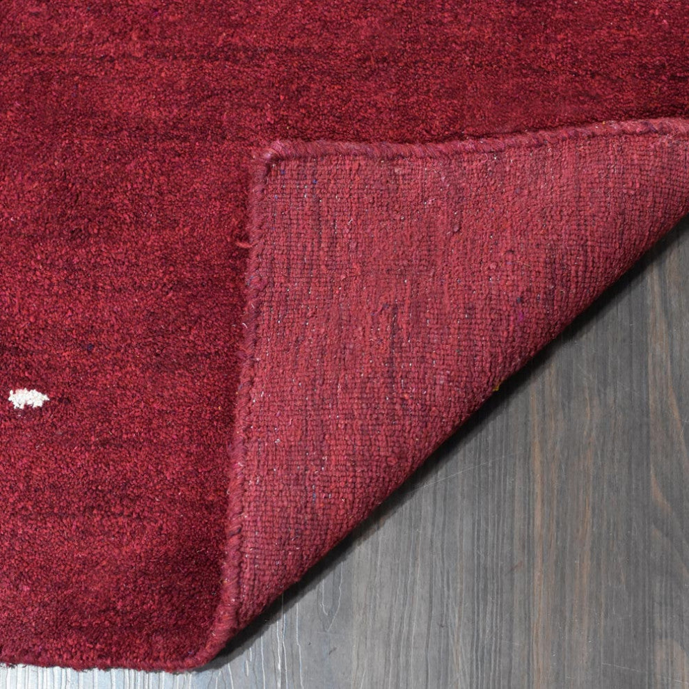 Hand Knotted Loom Silk Mix Area Rug Contemporary Red