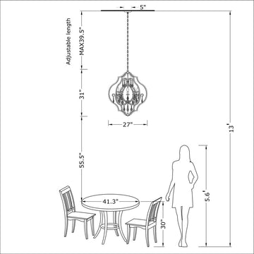 Carol Crystal Chandelier, Black and Brushed Silverish Champagne Finish