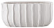 Oval Ceramic Vase with Embossed Line Column Pattern Matte White Finish