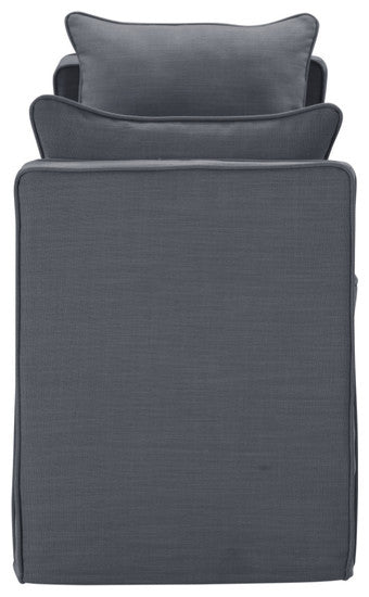 53" Gray And Black Upholstered Linen Bench