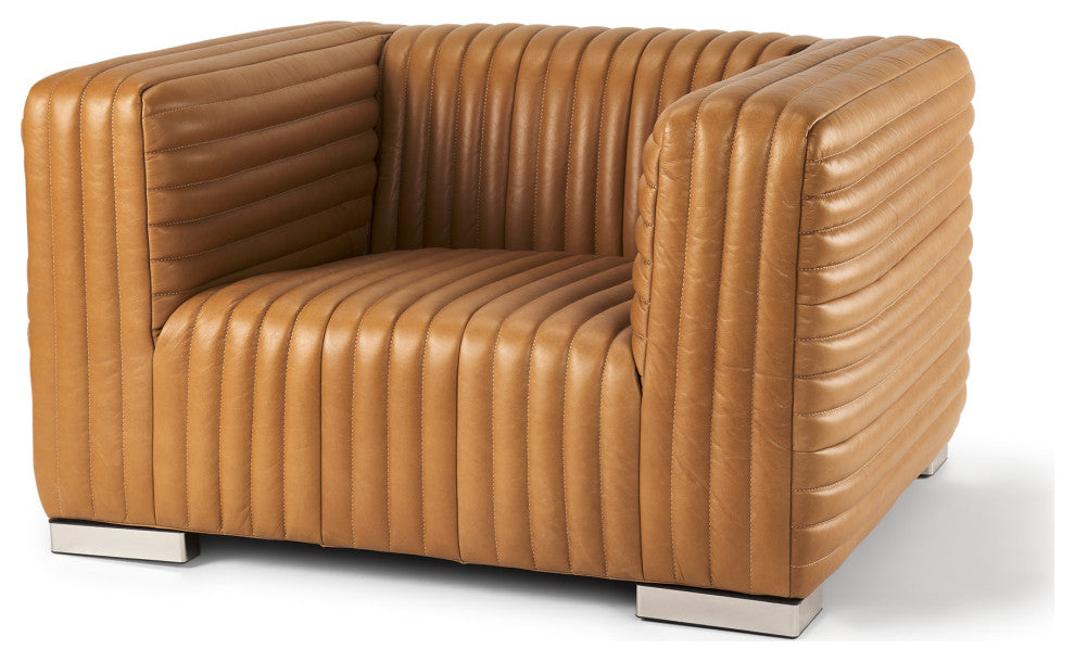 Ricciardo Cognac Leather Upholstered Arm Chair