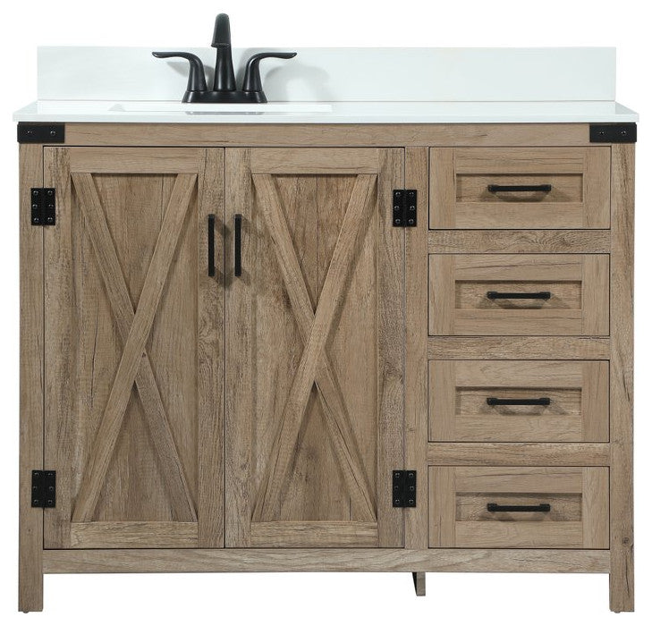 Home Living 19" Farmhouse Natural Oak-Light Bathroom Vanity