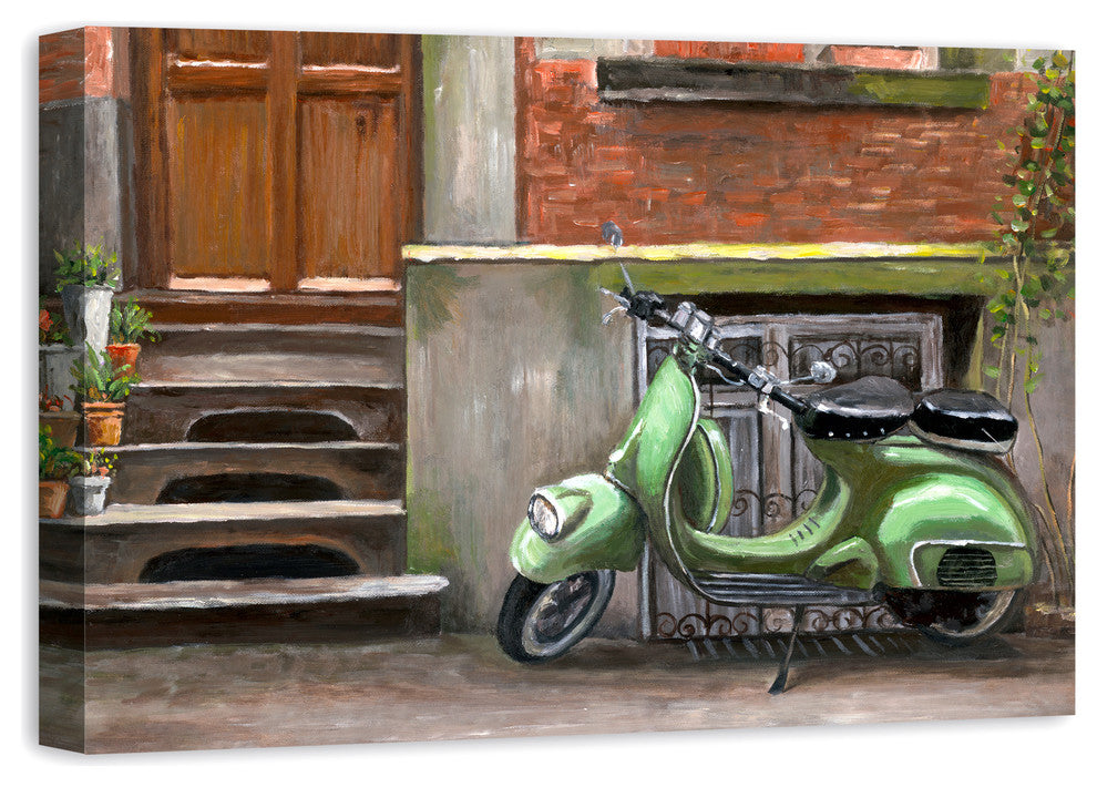 Mint Green Scooter 20x30 Canvas Wall Art