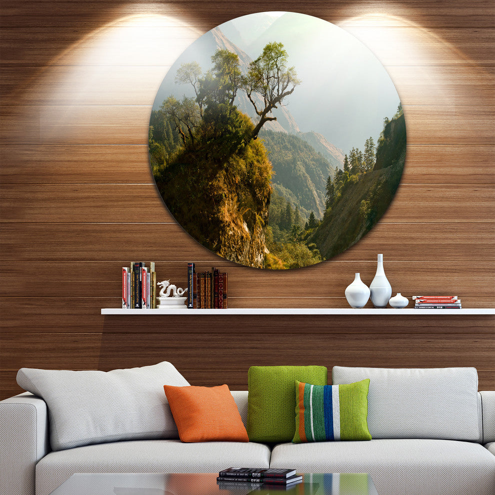 Enchanted Nepal Mountains, Landscape Photo Disc Metal Wall Art, 11"