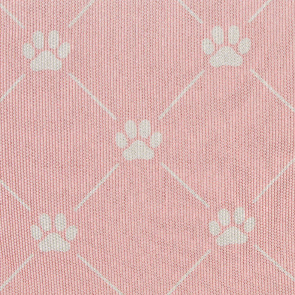 Polyester Pet Bin Trellis Paw Pink Rectangle Large 17.5x12x15
